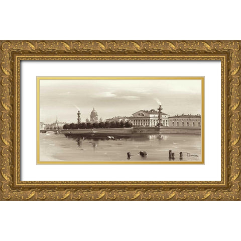 Strelka, Tip Of Wassili Island Gold Ornate Wood Framed Art Print with Double Matting by Ryazanov