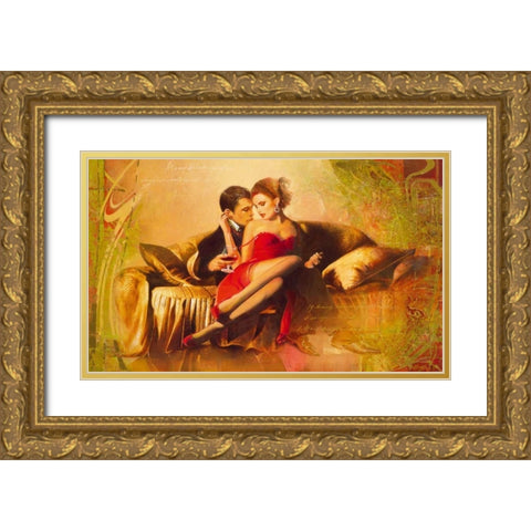 Seduction Gold Ornate Wood Framed Art Print with Double Matting by Voss, Johan