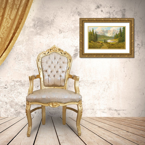 MISURINA LAKE Gold Ornate Wood Framed Art Print with Double Matting by Bochmann, Joh.
