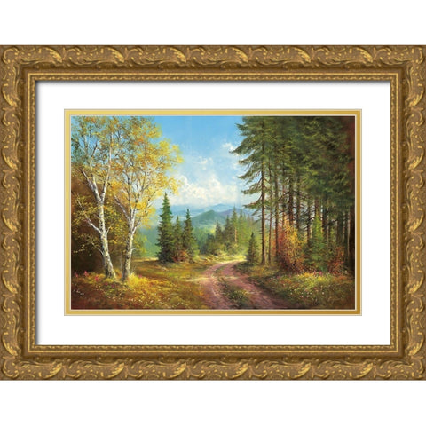 AWAY FROM IT ALL Gold Ornate Wood Framed Art Print with Double Matting by Glassl, Helmut