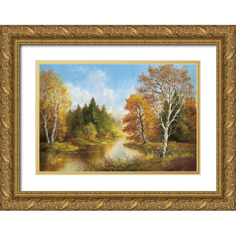NATURES GIFT Gold Ornate Wood Framed Art Print with Double Matting by Glassl, Helmut
