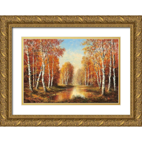 SLEEPY WATER Gold Ornate Wood Framed Art Print with Double Matting by Buchner, H.