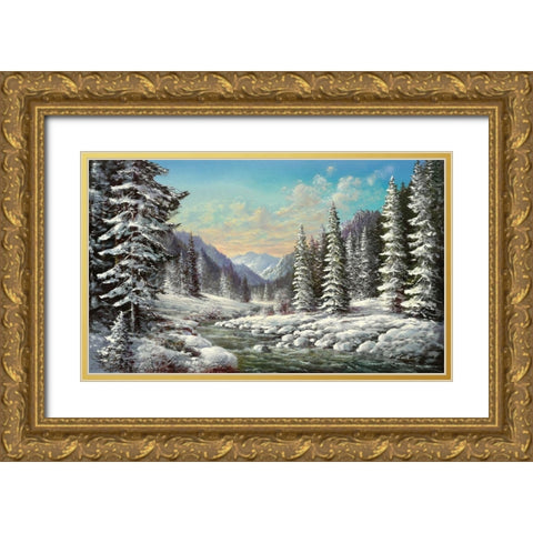 SIBERIAN WINTER Gold Ornate Wood Framed Art Print with Double Matting by Glassl, Helmut