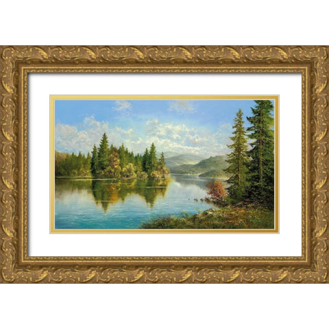 SIBERIAN LAKE Gold Ornate Wood Framed Art Print with Double Matting by Glassl, Helmut