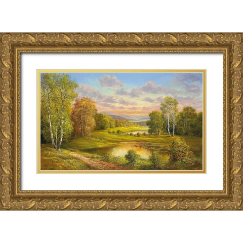 IDYLLIC SCENE Gold Ornate Wood Framed Art Print with Double Matting by Glassl, Helmut
