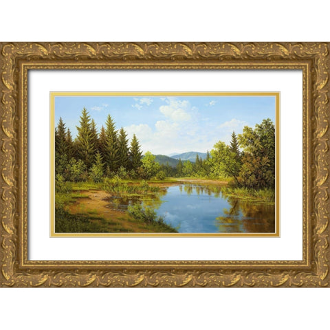 WILDERNESS WONDER Gold Ornate Wood Framed Art Print with Double Matting by Slava