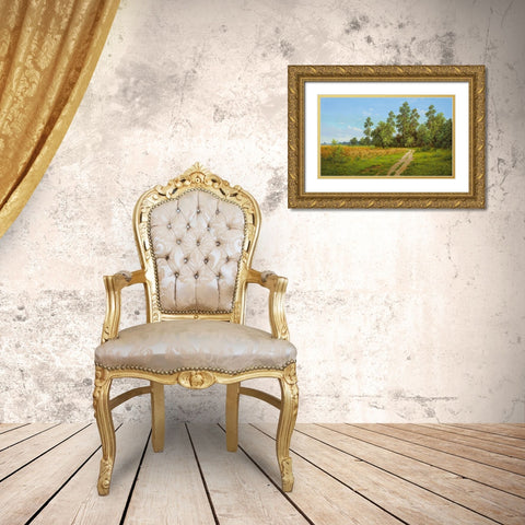 DOWN THE PATH Gold Ornate Wood Framed Art Print with Double Matting by Slava