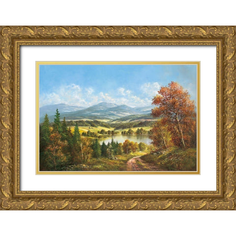 LAKE DISTRICT Gold Ornate Wood Framed Art Print with Double Matting by Glassl, Helmut