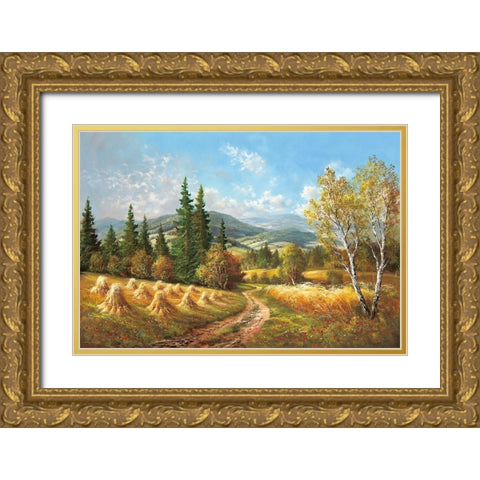 COUNTRY RETREAT Gold Ornate Wood Framed Art Print with Double Matting by Glassl, Helmut