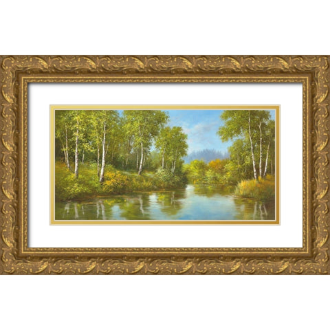 SECLUSION Gold Ornate Wood Framed Art Print with Double Matting by Smith, B.