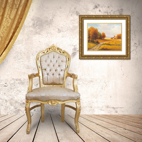 SEASONS Gold Ornate Wood Framed Art Print with Double Matting by Weber, Max