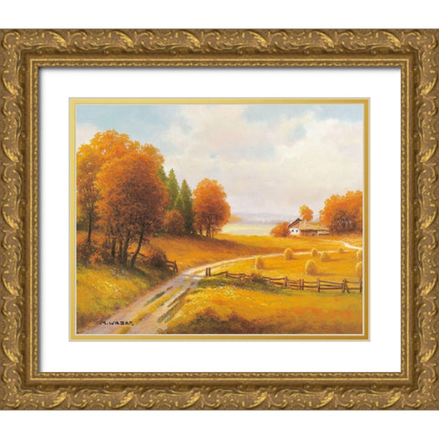 SEASONS Gold Ornate Wood Framed Art Print with Double Matting by Weber, Max