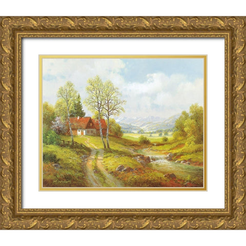 SEASONS Gold Ornate Wood Framed Art Print with Double Matting by Weber, Max
