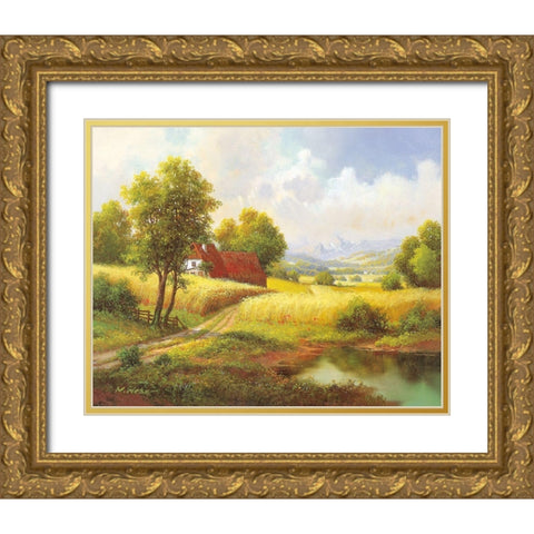 SEASONS Gold Ornate Wood Framed Art Print with Double Matting by Weber, Max