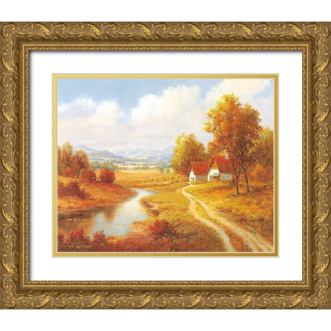 SEASONS Gold Ornate Wood Framed Art Print with Double Matting by Weber, Max