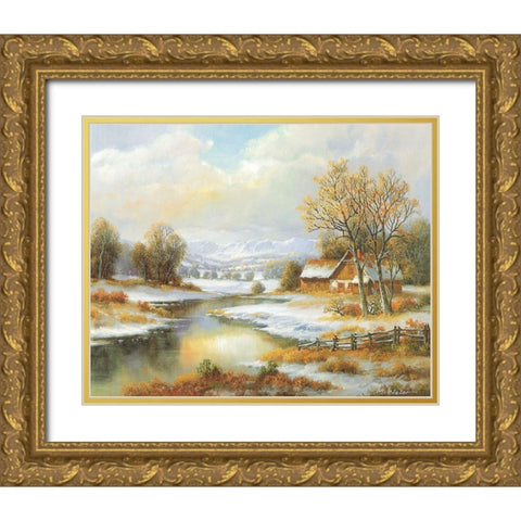 SEASONS Gold Ornate Wood Framed Art Print with Double Matting by Weber, Max