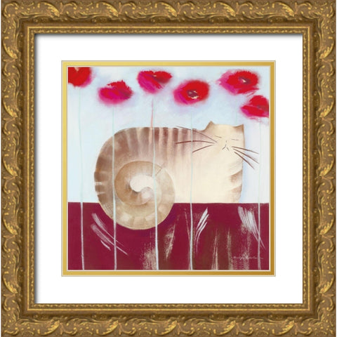 POPPY Gold Ornate Wood Framed Art Print with Double Matting by Robertson, Marilyn