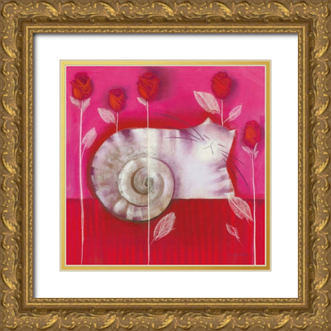 DELILAH Gold Ornate Wood Framed Art Print with Double Matting by Robertson, Marilyn