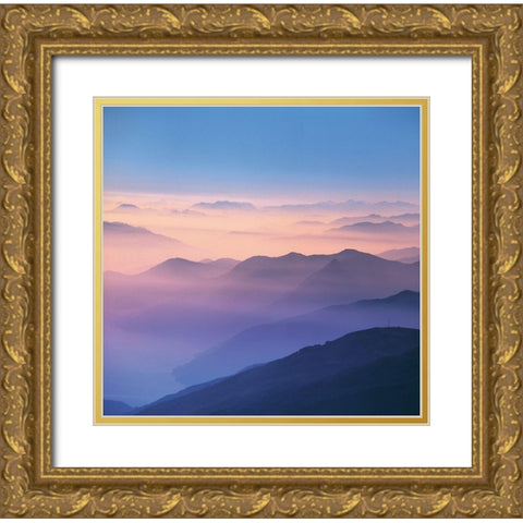 BLUE MOUNTAINS II Gold Ornate Wood Framed Art Print with Double Matting by Weissing, Gerd