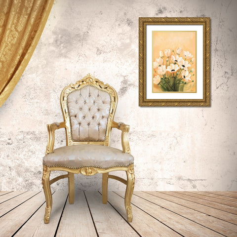 White poppies 2-3 Gold Ornate Wood Framed Art Print with Double Matting by Jasper