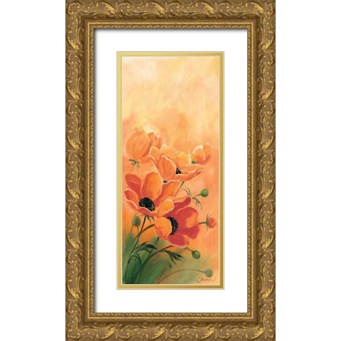 Red poppies 1-3 Gold Ornate Wood Framed Art Print with Double Matting by Jasper
