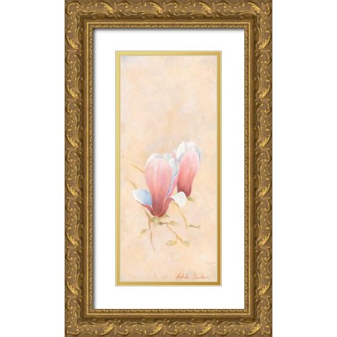 Pink magnolia 3-3 Gold Ornate Wood Framed Art Print with Double Matting by Boucher, Nathalie