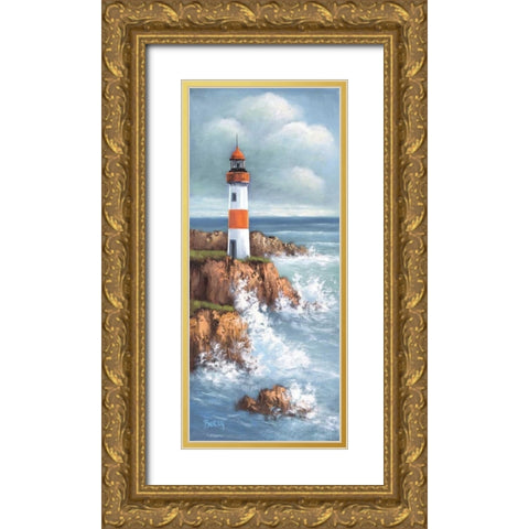 Lighthouse I Gold Ornate Wood Framed Art Print with Double Matting by Burgy