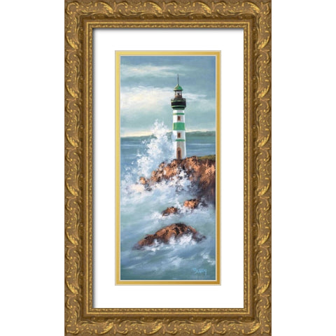 Lighthouse II Gold Ornate Wood Framed Art Print with Double Matting by Burgy