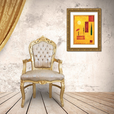 Umbrella I Gold Ornate Wood Framed Art Print with Double Matting by Renee