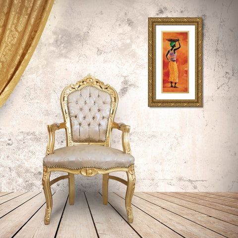 African beauty 1-3 Gold Ornate Wood Framed Art Print with Double Matting by Renee
