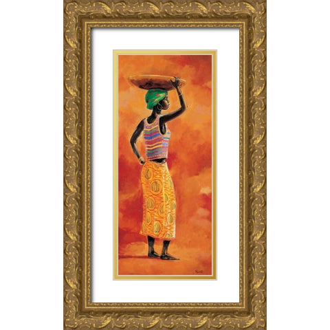 African beauty 1-3 Gold Ornate Wood Framed Art Print with Double Matting by Renee