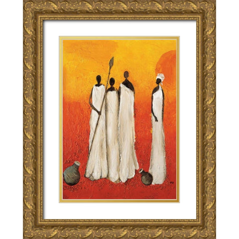 African fighter 2-3 Gold Ornate Wood Framed Art Print with Double Matting by Hedy