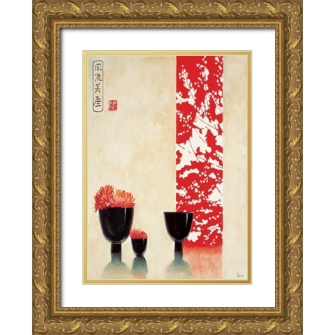 Asian bowls I Gold Ornate Wood Framed Art Print with Double Matting by Renee