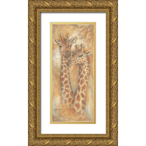 Giraffes watch Gold Ornate Wood Framed Art Print with Double Matting by Kaufman, Judy