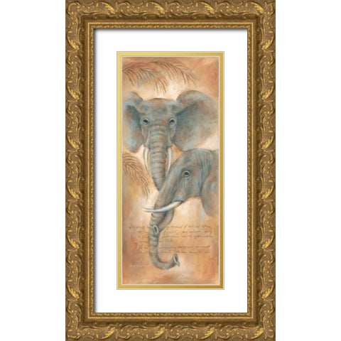 Elephants watch Gold Ornate Wood Framed Art Print with Double Matting by Kaufman, Judy