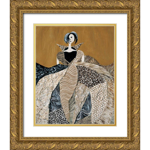 Fashion lady I Gold Ornate Wood Framed Art Print with Double Matting by Hedy
