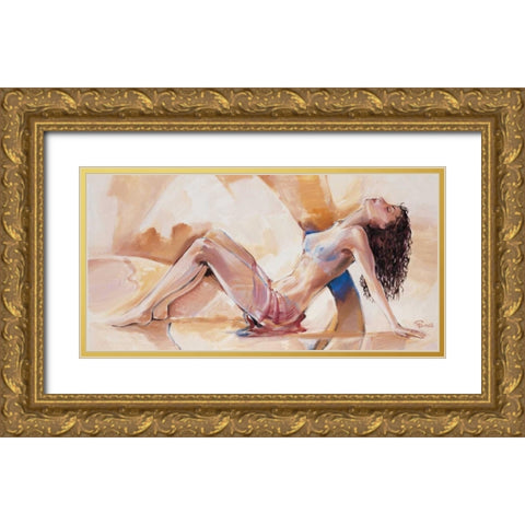 Laila Gold Ornate Wood Framed Art Print with Double Matting by Renee
