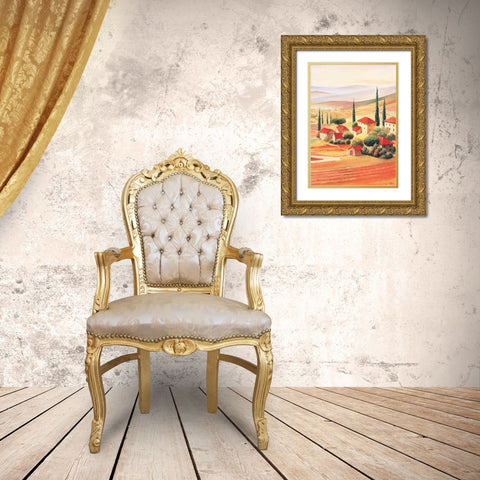 Tuscan Village V Gold Ornate Wood Framed Art Print with Double Matting by Renee