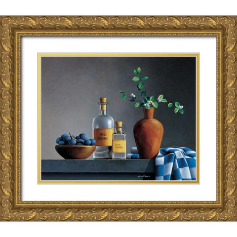 Stillife with bottles Gold Ornate Wood Framed Art Print with Double Matting by Harris, Michael
