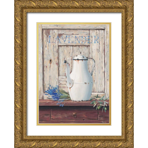 Lavender IV Gold Ornate Wood Framed Art Print with Double Matting by Renee