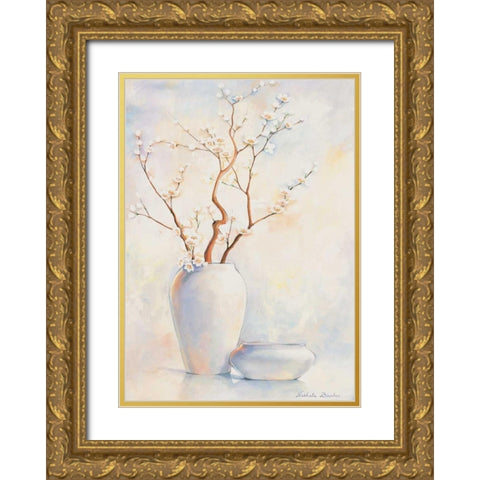 White vase II Gold Ornate Wood Framed Art Print with Double Matting by Boucher, Nathalie