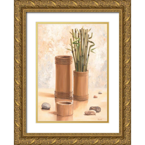 Zen bamboo I Gold Ornate Wood Framed Art Print with Double Matting by Renee