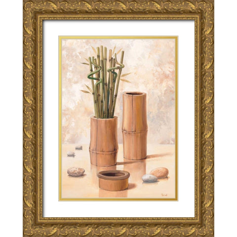 Zen bamboo II Gold Ornate Wood Framed Art Print with Double Matting by Renee