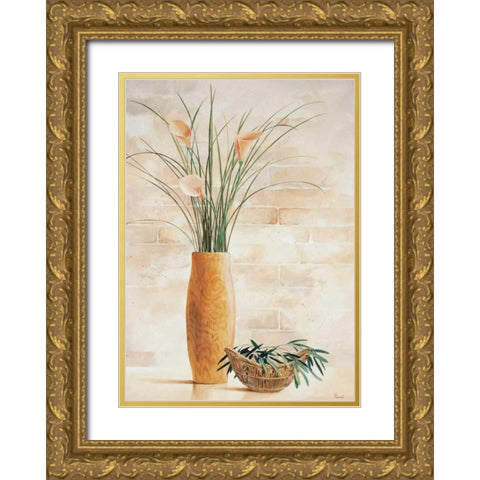 Grass in vase II Gold Ornate Wood Framed Art Print with Double Matting by Renee