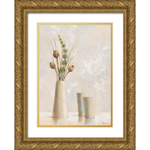 Vase and bowl II Gold Ornate Wood Framed Art Print with Double Matting by Renee