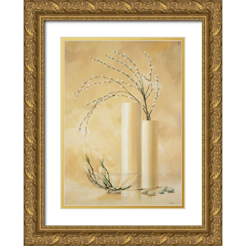 Vases with twigs I Gold Ornate Wood Framed Art Print with Double Matting by Renee