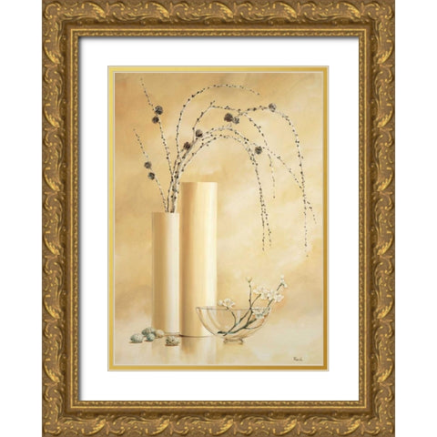 Vases with twigs II Gold Ornate Wood Framed Art Print with Double Matting by Renee