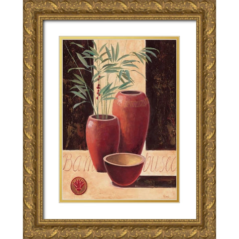 Bambuseo Gold Ornate Wood Framed Art Print with Double Matting by Renee