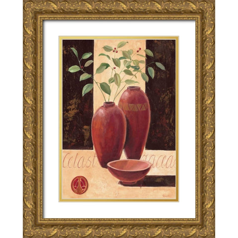 Celastracea Gold Ornate Wood Framed Art Print with Double Matting by Renee