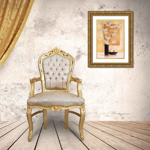 White blossom I Gold Ornate Wood Framed Art Print with Double Matting by Renee